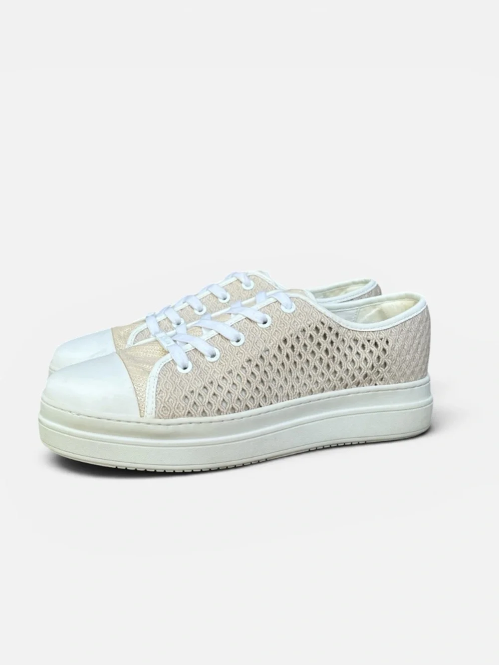 J/Slides NYC Natasha Platform Sneaker in Nude Crochet Size 10